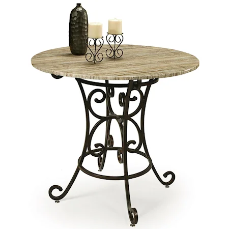 47.5" Round Travertine Top Table